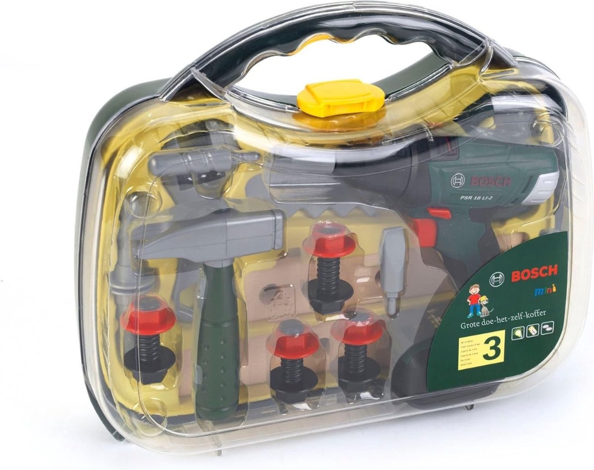 8584 Draadloze Schroevendraaier Koffer Werkplaatsset met Bosch Schroevendraaier Accessoires en Gereedschap | Geschikt Voor Kinderen vanaf 3 Jaar